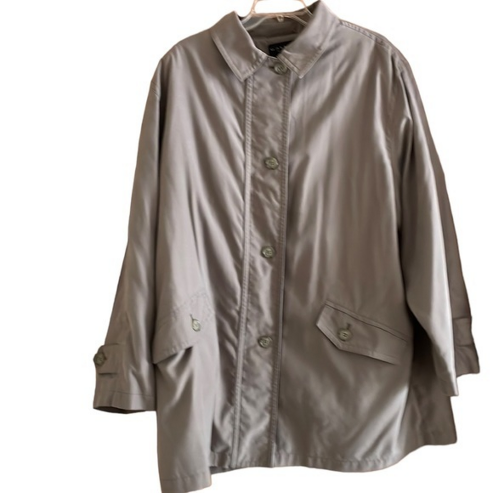 Gallery Woman Women’s Trench Coat Full Zip Tan Plus Size 2X